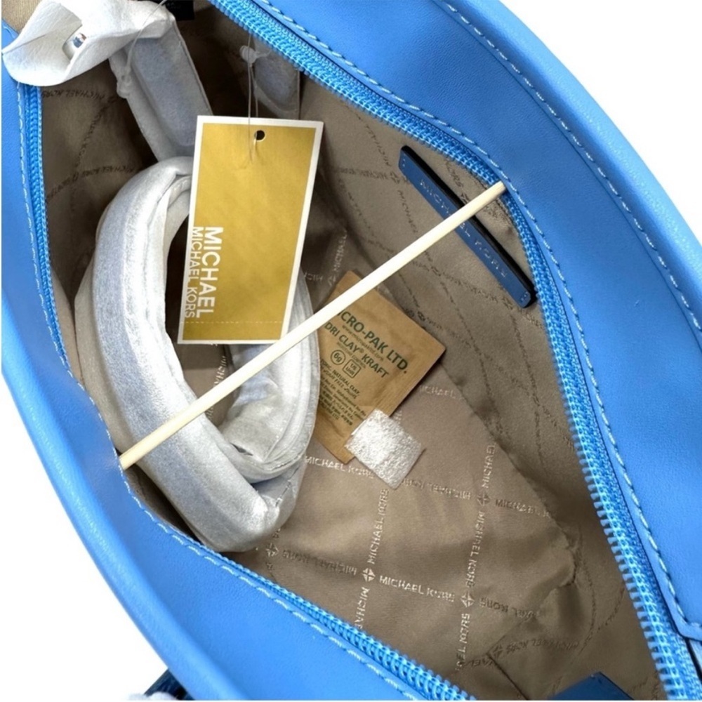 Michael Kors XS Jet Set Travel Top Zip Tote Bag Blue/Silver - Picture 9 of 11
